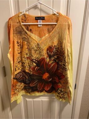 Appropriate Behavior XXL Sublimation Top Long Sleeve Bling Shirt Lace Trim 2X 20